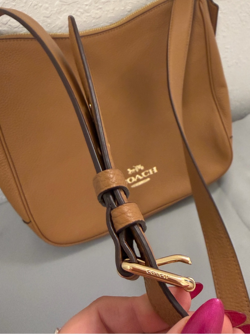 Coach Pebbled Leather Ellie File Crossbody Bag in Light Saddle Tan C1648 - Picture 12 of 16